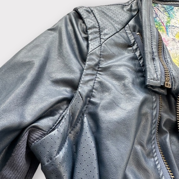 Desigual, Blue Leather Faux Jacket, Size 36 - Picture 8 of 15